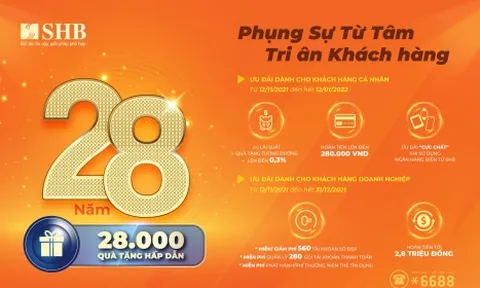Sinh nhật 28 năm, SHB tri ân khách hàng 28.000 quà tặng