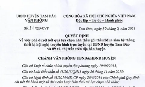 Dấu hiệu đội giá trong đấu thầu mua sắm công tại UBND huyện Tam Đảo, Vĩnh Phúc