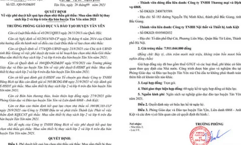 Phòng GD&ĐT huyện Tân Yên: Đội giá thiết bị trong gói thầu nhiều tỷ đồng