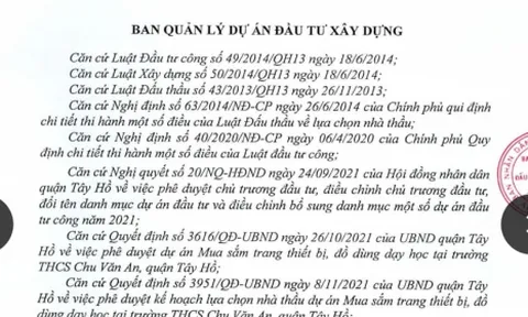 Dấu hiệu nâng giá thiết bị trường học tại BQLDA quận Tây Hồ