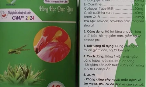 Viên nang giảm cân Hồng Hạc Phục Linh chứa 3 chất cấm nguy hiểm