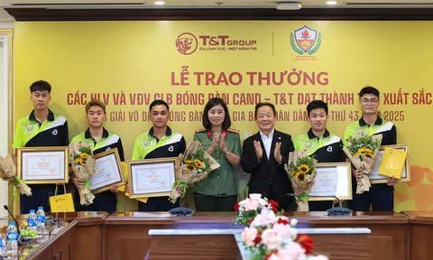T&T Group trao thưởng hơn 1,2 tỷ đồng cho CLB Bóng bàn CAND - T&T sau Giải vô địch bóng bàn quốc gia 2025
