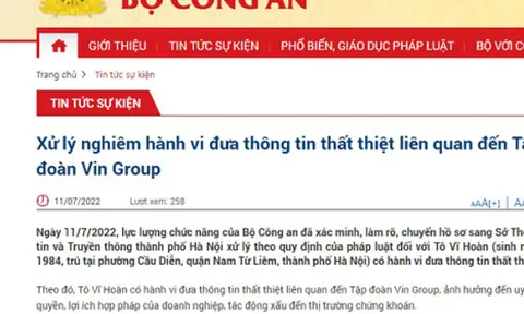 Xử lý đối tượng đưa tin thất thiệt về Tập đoàn Vingroup