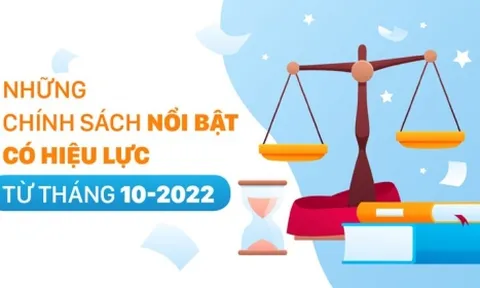 Những chính sách mới có hiệu lực từ tháng 10/2022