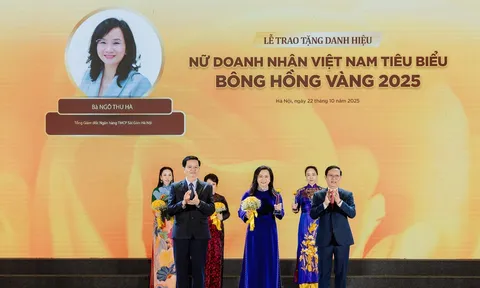 Tổng Giám đốc SHB Ngô Thu Hà được vinh danh “Nữ doanh nhân Việt Nam tiêu biểu - Bông hồng vàng” năm 2025