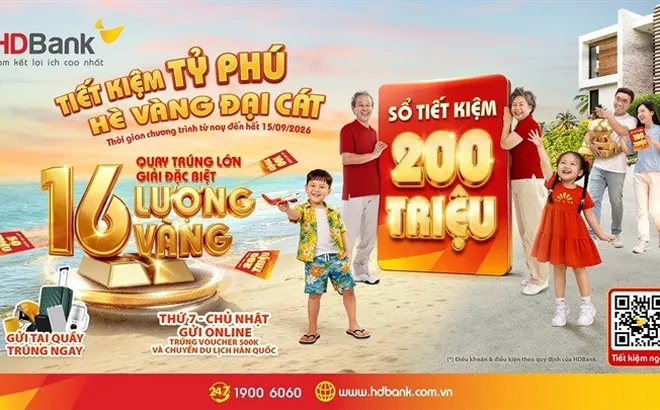 Đếm ngược đến 15/9: 26 lượng vàng SJC chờ chủ nhân gửi tiết kiệm tại HDBank